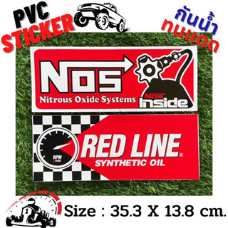 สติ๊กเกอร์ NOS REDLINE สติกเกอร์ PVC [2ชิ้น] แต่งรถ ติดรถ ติดกระจก ประตู ข้างรถ ท้ายรถ รถยนต์ รถกระบะ Car Racing Sticker