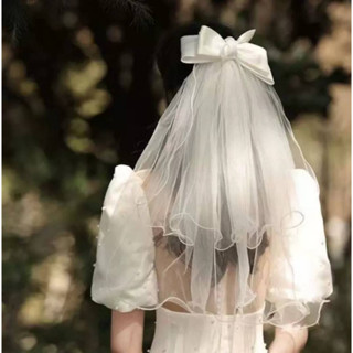 Veil เวลล์เจ้าสาว แบบเรียบหรูหราเประดับถ่ายรูปพรีเว็ดดิ้ง หรือเหมาะสำหรับใช้กับชุดเจ้าสาว  ( แบบหวีสับ ติดแน่น)