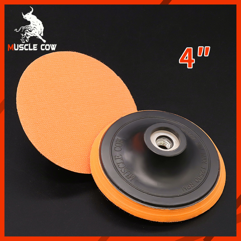 MUSCLE COW แป้นจับกระดาษทรายกลม 4นิ้ว ตีนตุ๊กแก จานยางขัดกระดาษทราย หัวจับกระดาษทราย จานตีนตุ๊กแก ราคาส่ง ขายต่อชิ้น