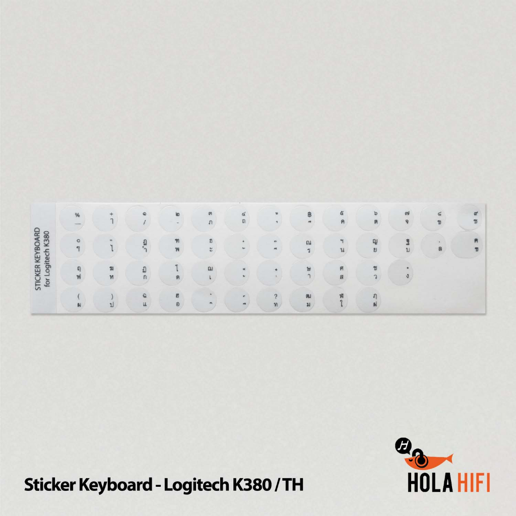 สติ๊กเกอร์คีย์บอร์ด ภาษาไทย Keyboard Sticker Logitech K380 แบบกลม (ไม่ทิ้งคราบ)