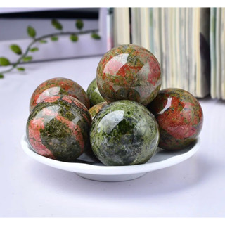 1 Pc Random Pick Natural Hand carved Unakite ball，quartz crystal，Crystal decor，Crystal ball，Crystal gift，Crystal