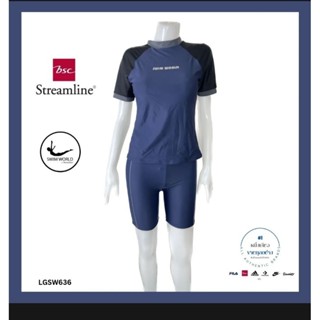 ชุดว่ายน้ำผู้หญิง swim world by BSC streamline ลดเยอะมาก(เสื้อ+กางเกง)มีซับในมีฟองน้ำกันUV