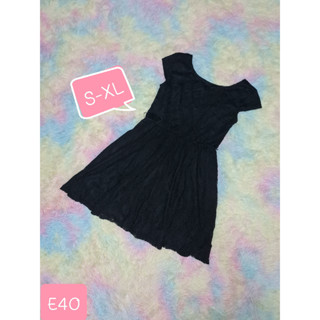 Used🔴Size S-L🔴MUDD🔴Dress ดำ ผ้าลูกไม้ เอวสม็อค