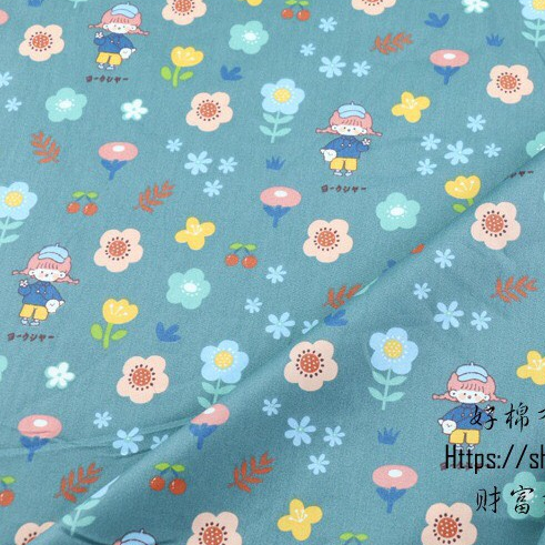 ผ้าคอตตอน 100% ทอทวิล หน้ากว้าง1.6 เมตร ตัดขายเป็นเมตร พิมพ์ลายช้าง ลายแมว ลายเด็กผู้หญิง