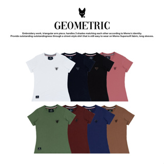 Memo By AEIOU เสื้อยืดทรงผู้หญิง Supersoft Premium ลายปัก GEOMETRIC สินค้าลิขสิทธิ์แท้  SM,SL