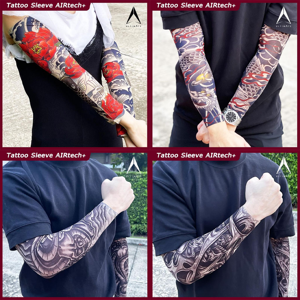 [ใส่โค้ด INCSL77 ลดเพิ่ม 50%] ปลอกแขนลายสัก ULTIMATE AIRtech+ ปลอกแขน กันแดด ลายพิมพ์ละเอียด High DPI คุณภาพ Premium