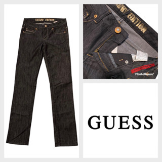 Guess(เกสส์) GS19 กางเกงขายาวผู้หญิง ยีนส์สีดำฟอก ปักเพชรกระเป๋าหลัง