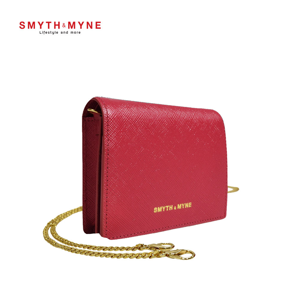 SMYTH & MYNE กระเป๋าสตางค์หนังแท้ ใบจิ๋ว รุ่น Funny สีชมพูเชอร์รี่