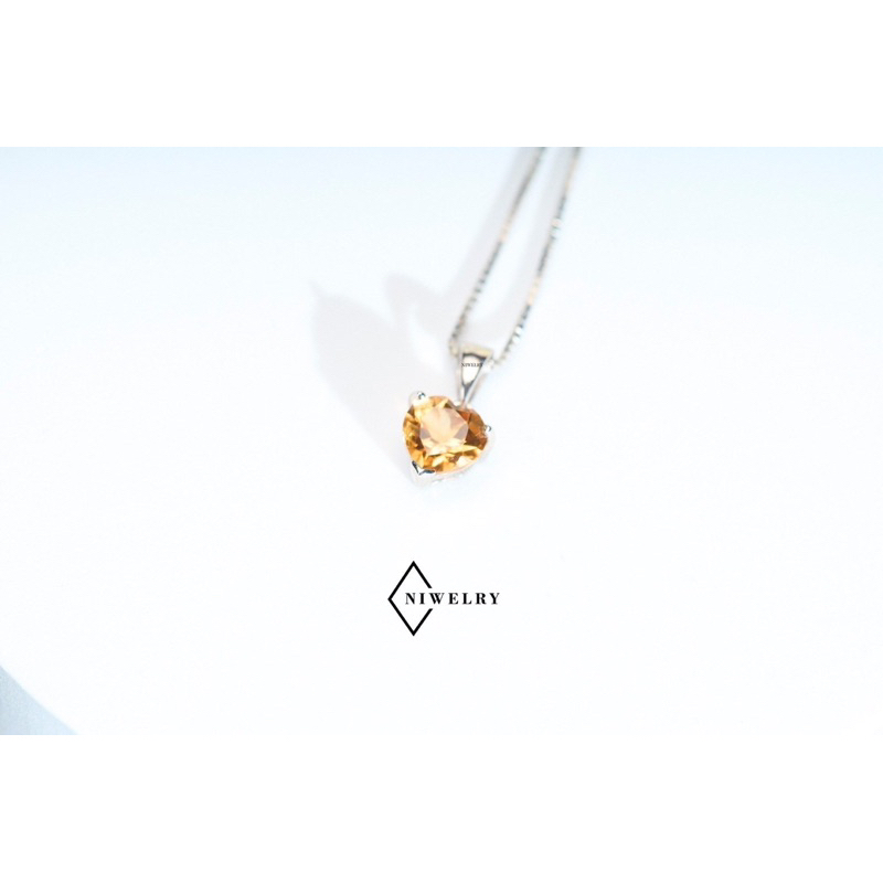 จี้พลอย Citrin แท้ รุ่น Heart Gems จี้พลอยหัวใจ จี้หัวใจ จี้เงินแท้ พร้อมใบรับประกัน