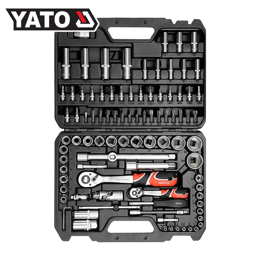 (มีใบกำกับภาษี)  YATO YT-12681 ชุดบล็อก 1/4″ + 1/2″ 94 ตัวชุด