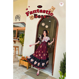 Fantastic Bear Dress ถูกแพงของแดงไว้ก่อนจ้า น้องหมีสก็อตแดงวินเทจ ผ้าชีฟองใส่สบาย ไม่ร้อน ลายสวย สีชัด คุ้มค่าเกินราคา