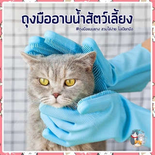 I&amp;CAT ถุงมืออาบน้ำสัตว์ ถุงมือยางสำหรับอาบน้ำแมว หมา ถุงมืออาบน้ำ