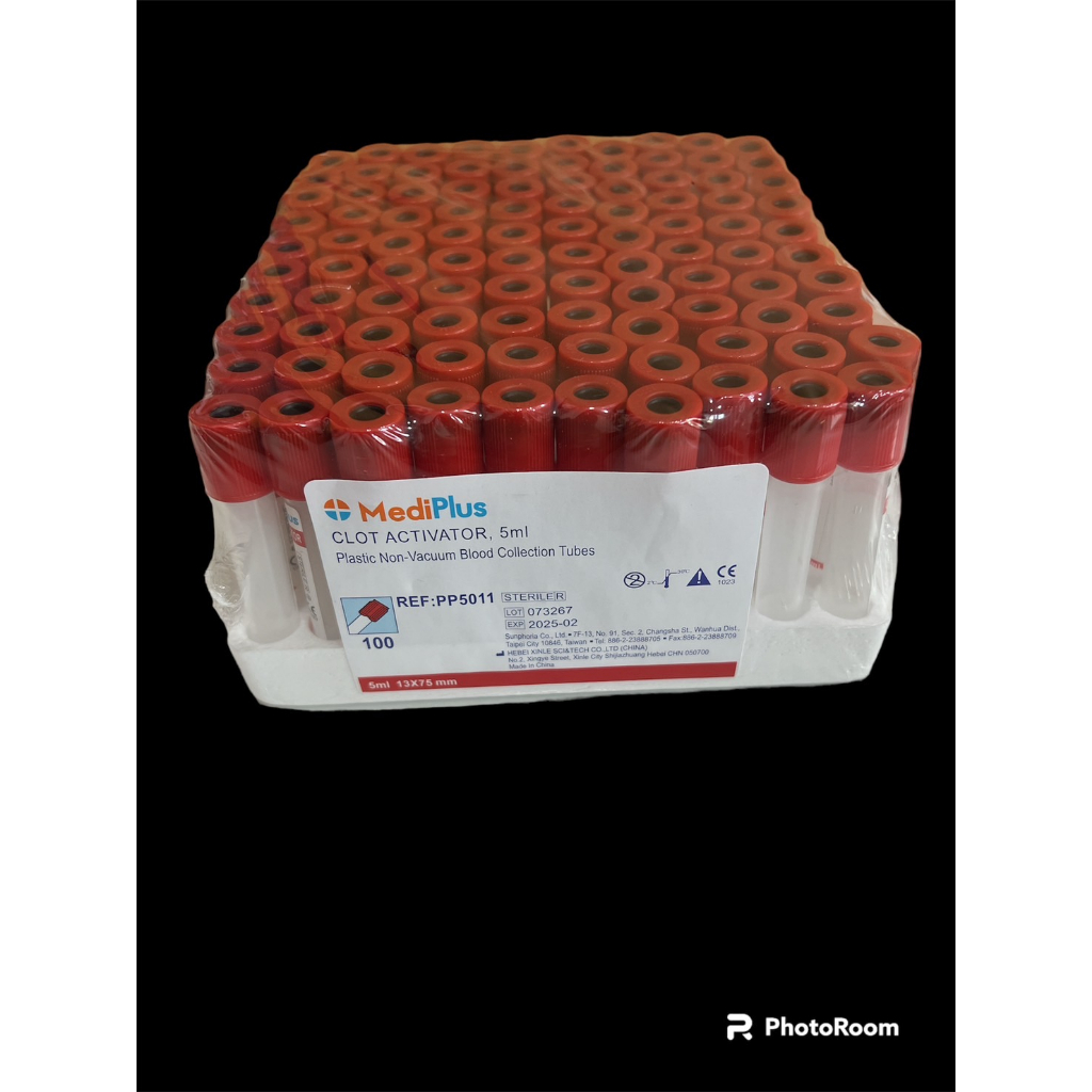 Clot Activator non vac 4 ถึง 7 ml   100 tube/pack