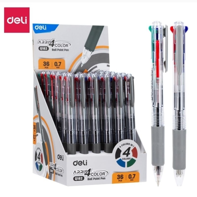 Deli ปากกาลูกลื่น ARRIS 4 สี ใน 1 ด้าม Ball Point Pen Q182 ขนาด 0.7 มม. (ราคาต่อด้าม)