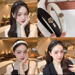 AB-27 ที่คาดผม ลายดอกคามิเลีย ที่คาดผมฟองน้ำ งานดี ใส่แล้วดูดี หรูหรา