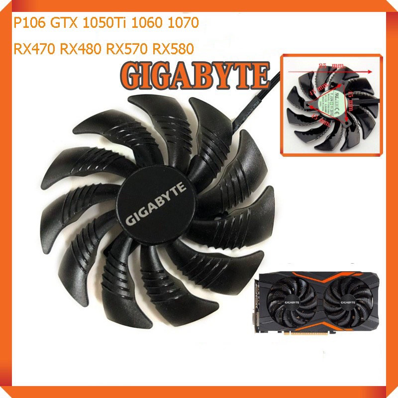 พัดลมการ์ดจอ Gigabyte RX 570-580 1050ti/1060/p106/1070