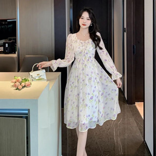 Allure dress👗Summer Floral Dress Slim Waist ชุดเดรสแขนยาวหรูหรา