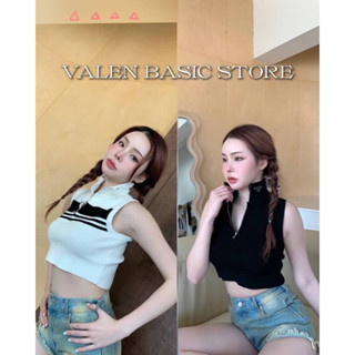 VALEN BASIC STORE🖤✨ เสื้อครอปไหมพรมคอปิดซิปหน้า PD