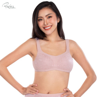 Presea บราไร้โครงตกแต่งลูกไม้ Lace bra สีม่วงอ่อน MA1503