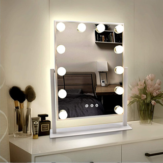 Hollywood Vanity Mirror พร้อมไฟ 12 หลอด LED หรี่แสงได้ 360 องศาหมุน 3 โหมดสี Smart Control Touch Mirror