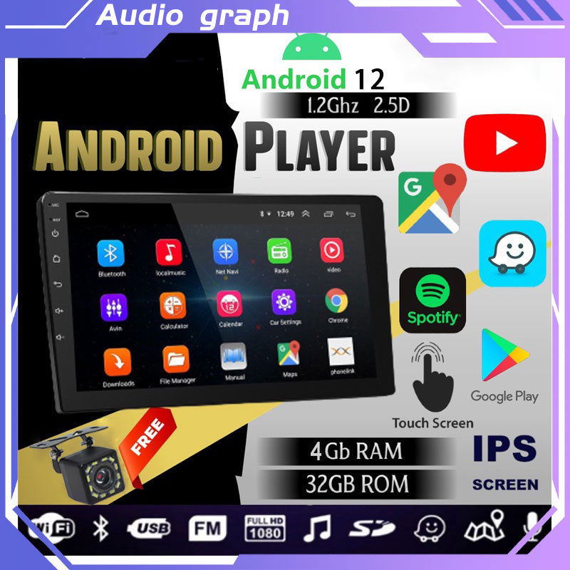 🔥ระบบทำความเย็น🔥จอแอนดรอยด์ติดรถยนต์ [4G+32G Ips] วิทยุติดรถยนต์ แอนดรอยด์ 12 เครื่องเล่นวิทยุ FM GPS Wifi บลูทูธ EQ USB 7 นิ้ว 9 นิ้ว 10.1 นิ้ว 2Din Android 12.0 สําหรับรถยนต์ จอแอนดรอยด์ติดรถยนต์ 9 นิ้ว toyota isuzu จอแอนดรอย android auto apple carplay