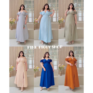 🎈Plussize เดรสคนอ้วน🎈 Freesize 40-52+ วงเเขน22-24+ เอว30-44+ สพ54 ความยาว55