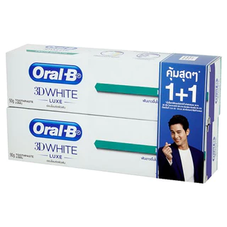 ออรัล-บี ทรีดีไวท์ ลุกซ์ เฟรชเบรธ ยาสีฟัน สูตรลมหายใจหอมสดชื่น ขนาด 90 กรัม (แพ็ค 1+1) ORAL-B 3D WHITE LUXE FRESH BREATH