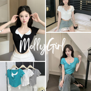 Mollygirl เสื้อครอป เสื้อเซ็ต2ชิ้น มาใหม่ พร้อมส่ง 609#