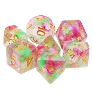 Blossom Shimmer Dice Set of 7 | ลูกเต๋า Dice For DnD D&amp;D MTG RPG TRPG เกมกระดาน บอร์ดเกม Game ไพ่ทาโรต์ Magic เมจิก