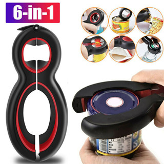 🍾มัลติฟังก์ชั่น 6 in 1 simple can opener multifunctional plastic opener gadget gadget สีแบบสุ่ม