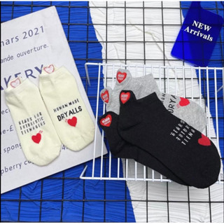 Humade Made Heart Embroidery terry cotton socks ถุงเท้าแบรนด์สัญชาติญี่ปุ่น  ปักลายหัวใจ ด้านหลัง แบบข้อสั้น