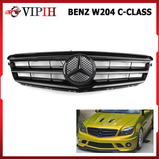 กระจังหน้า Mercedes-Benz W204 C Class C180 C200 C230 C250 C280 C300 C350 2008-2014 LEDโลโก้ สีดำ