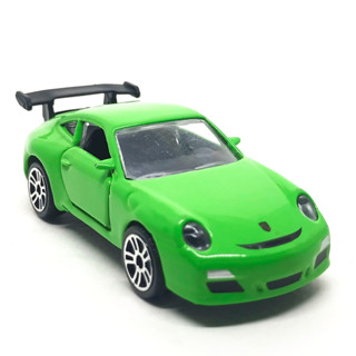 รถเหล็กมาจอเร็ต Majorette Porsche 911 GT3 สีเขียว ล้อ D5S ขนาด 1/64 ยาว 8 cm มือสอง #001