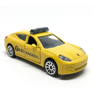 รถเหล็กมาจอเร็ต Majorette Porsche Panamera Taxi สีเหลือง ขนาด 1/64 ยาว 8 cm มือสอง #001