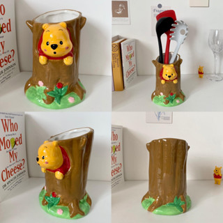 ส่งจากไทย🌈 ที่ใส่ช้อนส้อม Winnie the pooh หมีพูห์ ที่จัดเก็บอุปกรณ์ในครัว ที่เก็บเครื่องใช้ในครัว ที่เก็บของ เซรามิค