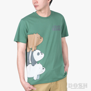 DOSH UNISEX T-SHIRTS WE BARE BEARS เสื้อยืดคอกลมแขนสั้น ผู้ชาย-ผู้หญิง FBTM210904-GR