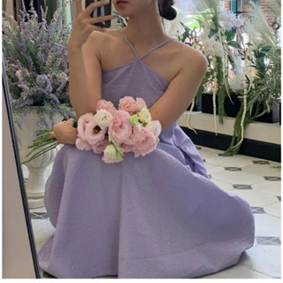 (พร้อมส่ง) Baby violet dress C3380 💜🌷 เดรสสายเดี่ยว เดรสสายเดี่ยวเที่ยวทะเล เดรสเที่ยวทะเล เดรสมินิมอล