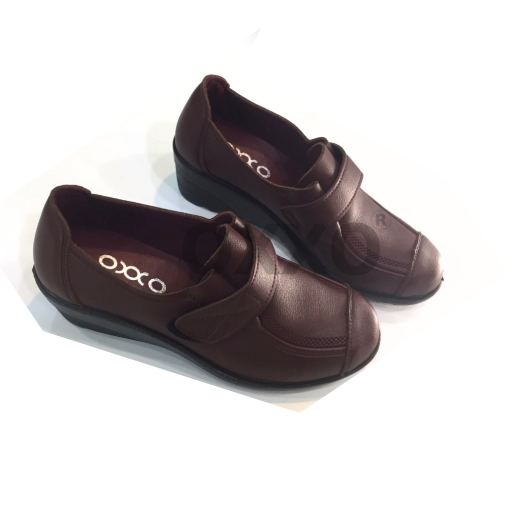 OXXO รองเท้าคัชชู เพื่อสุขภาพหนังนิ่ม ทำงาน หญิง ส้นเตารีด oxxo พี้นสูง2นิ้ว ใส่สบายX76086