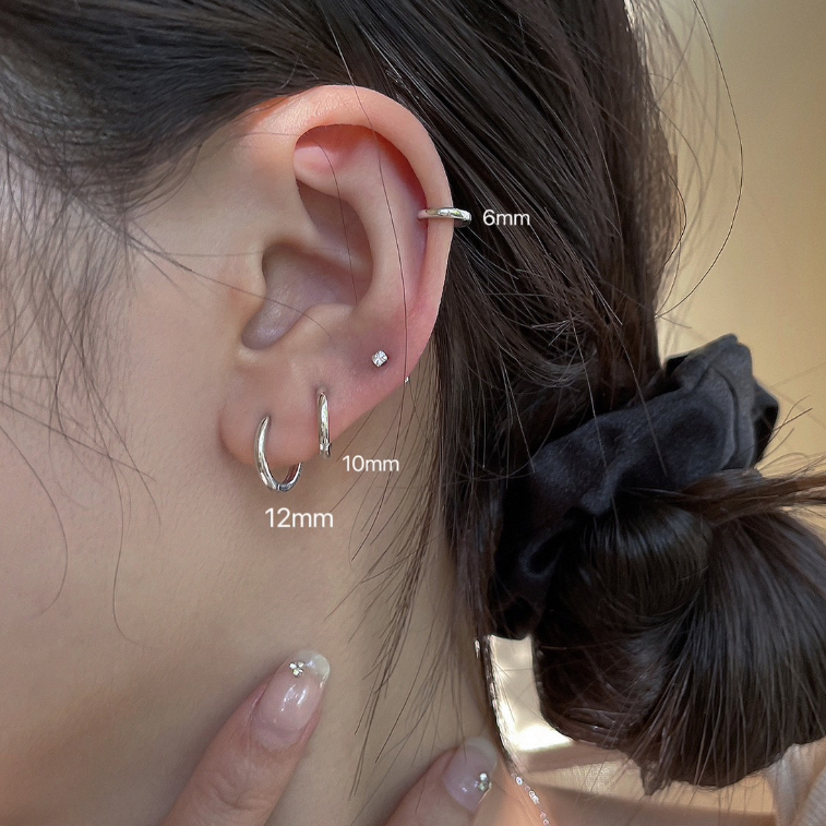 [ได้รับการรับรองเงินแท้] Suwann.na [ราคาต่อคู่] ต่างหู ต่างหูเงินแท้ ต่างหูห่วง ห่วง ห่วงหลายขนาด