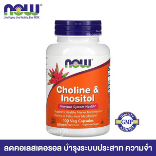 NOW Foods Choline &amp; Inositol 100 Veg Capsules โคลีน &amp; อิโนซิทอล เผาผลาญกรดไขมัน บำรุงระบบประสาท