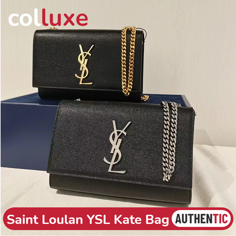 💯ของแท้👜 แซงต์ลูแลน YSL Saint Loulan YSL Kate สุภาพสตรี/กระเป๋าสะพายไหล่/กระเป๋าโซ่/กระเป๋าร่อซู้ล