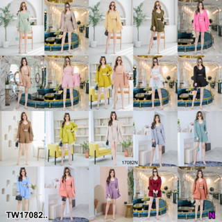 👗Pfashion [ส่งไว!!🚛] P17082 set #สาวอวบ 3 ชิ้น เสื้อสูท + เสื้อครอปสายเดี่ยว + กางเกงขาสั้น