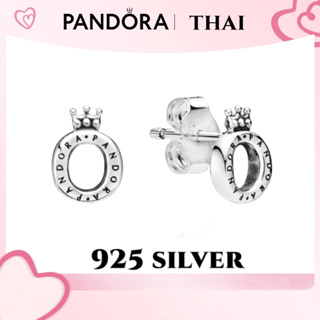 [ส่งจากกรุงเทพ]P เงิน925 ต่างหู ตุ้มหู ต่างหูหนีบ Shiny crown O stud earrings เครื่องประดับแฟชั่นสตรี ของแท้100%