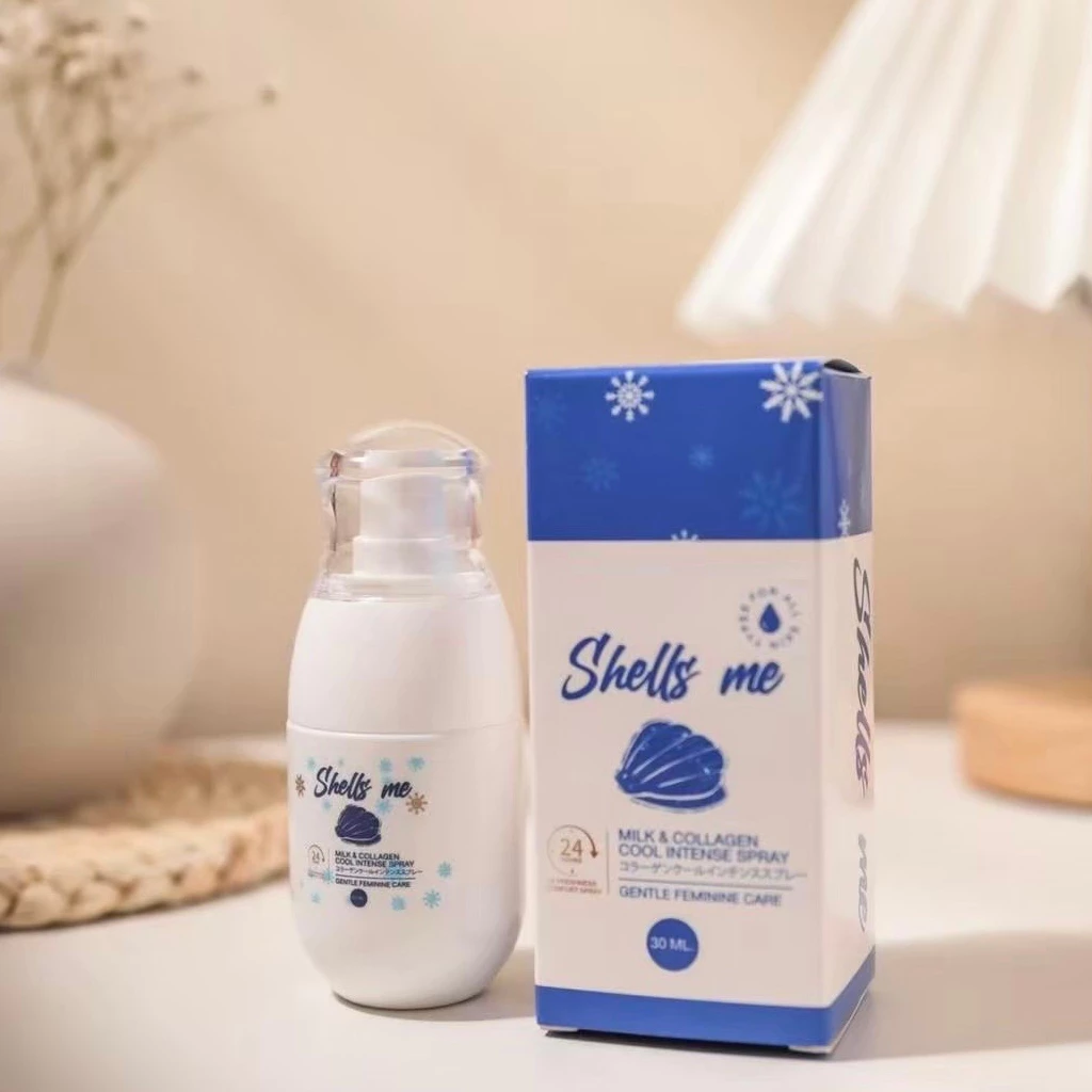 SHELLS ME MILK เชลมีสเปรย์ น้ำหอมน้องสาว กล่องน้ำเงิน สูตรอ่อนโยน ขนาด 30 ml.