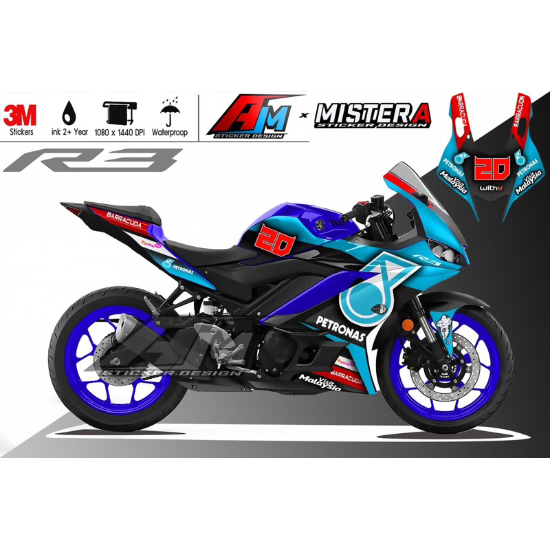 (เลือกสีด้านใน) [เกรด Basic] ชุดสติ๊กเกอร์ Yamaha YZF-R3 (PT Racing)