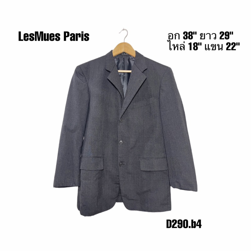 เสื้อสูทผู้ชายสีเทา  LeaMuse Paris ตัดเย็บอย่างดี กระเป๋าซ่อนสองข้าง อก 38 ยาว 29 D290.b4