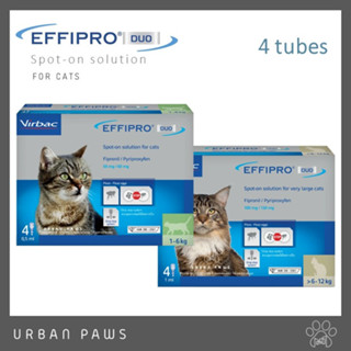 Virbac Effipro Duo - Spot-on ผลิตภัณฑ์กำจัดหมัด ชนิดหยอดหลัง สำหรับแมว 4 หลอด/กล่อง