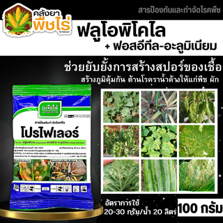 🌽 โปรไฟเลอร์ (ฟลูโอพิโคไล+ฟอสอีทีล-อะลูมิเนียม) 100กรัม ยาป้องกันและกำจัดโรคราน้ำค้าง