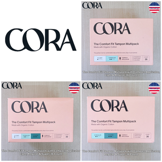 CORA® The Comfort Fit Tampon Multipack with Compact Applicator 36 Count ผ้าอนามัยแบบสอด สำหรับวันมาน้อย-มามาก วันมาปกติ