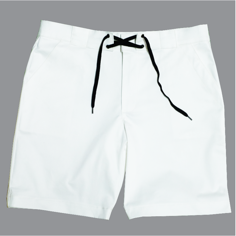 กางเกงขาสั้นผู้ชาย สีขาว (เชือกดำ) // ทรงกระบอกเล็ก // Size 27" - 44" (ไซส์มาตราฐาน)